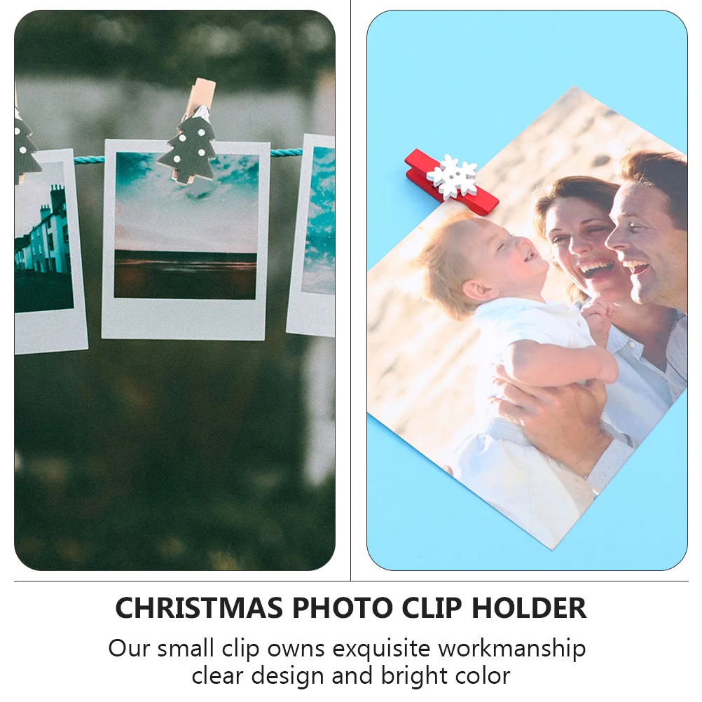 

60Pcs Christmas Wood Clips Cute Photo Pegs DIY Decoration for Cards Photos Xmas Tree Memo Holder Christmas Photo Clip Holder