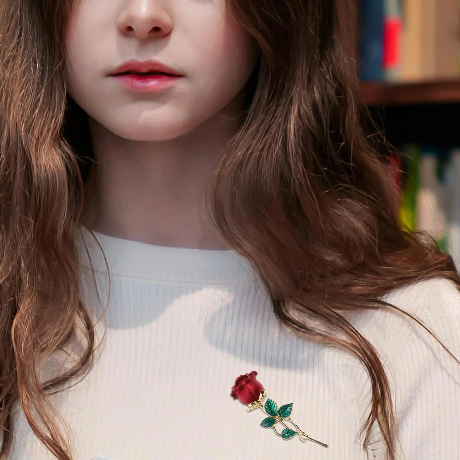 

Elegant Red Rose Brooch Pin for Women Lapels Dress Suit Party Wedding Flower Pins Costume Jewelry Elegant Rose Flower Brooch Pin