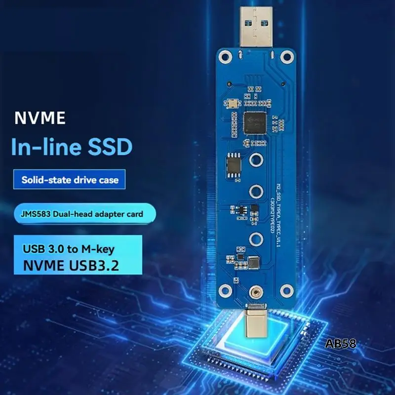 

Адаптер SSD M2 Корпус Nvme Корпус M.2 к USB3.2 Для NVME PCIE M Key SSD Конвертер NVME в USB3.0/TYPE-C