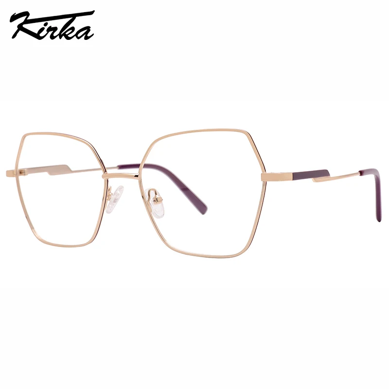 

Kirka Eyeglasses Cat Eye Big Lenses Metal Frames Special Painting Temples Women Glasses Ultralight Optical Glasses MW1059