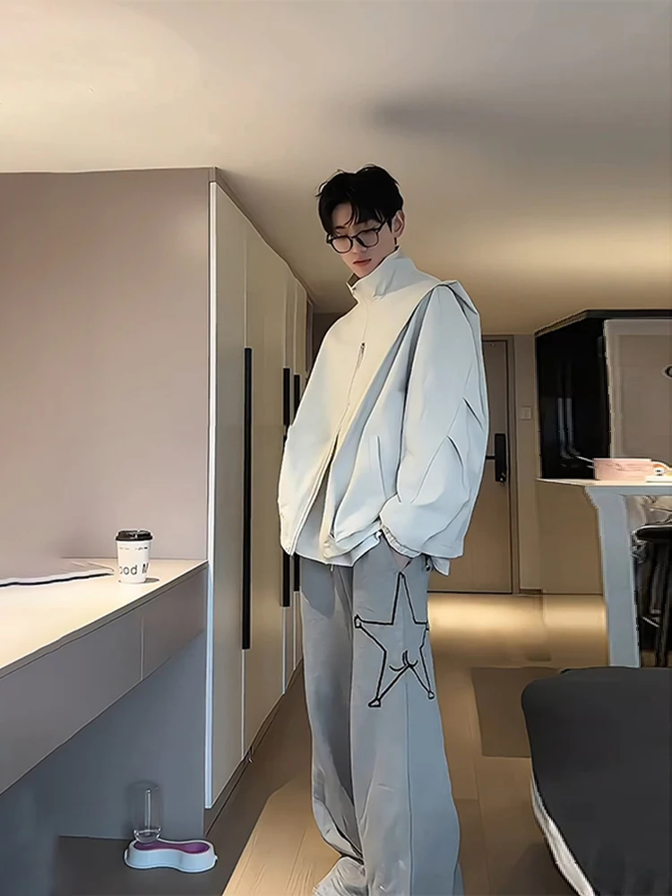 

Мужская куртка свободного кроя бежевого цвета с воротником-стойкой и карманами, осенне-весенняя, для активного отдыха, американская функциональная рабочая одежда