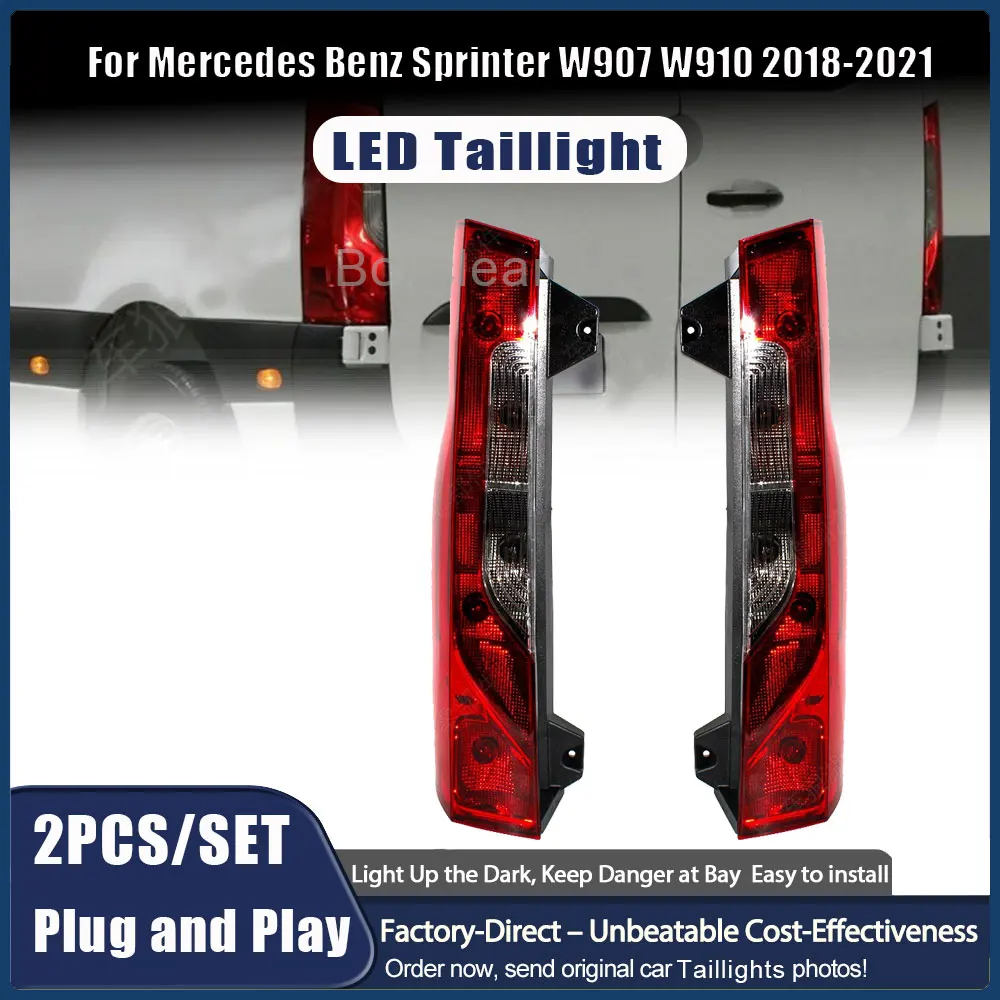For Mercedes Benz Sprinter W910 2018-2021 LED / Halogen Rear Tail Light Stop Turn Signal Lamp with Bulb A9108200300 A9108200200