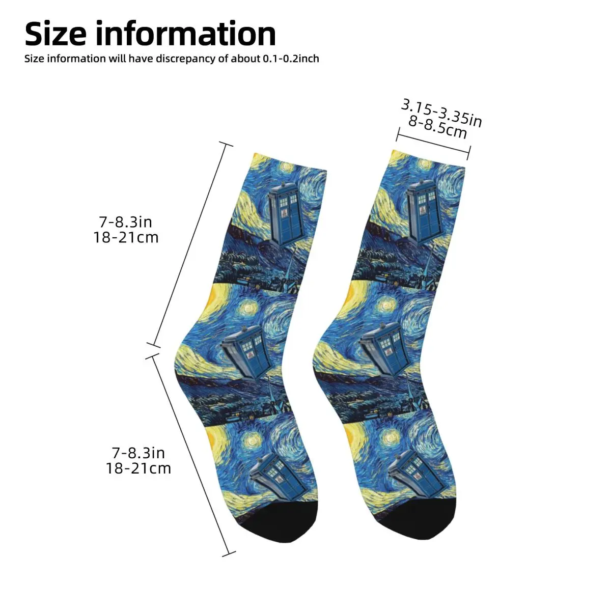 Casual Tardis Vincent Van Gogh Basketball Socks Starry Night Polyester Crew Socks for Women Men Breathable