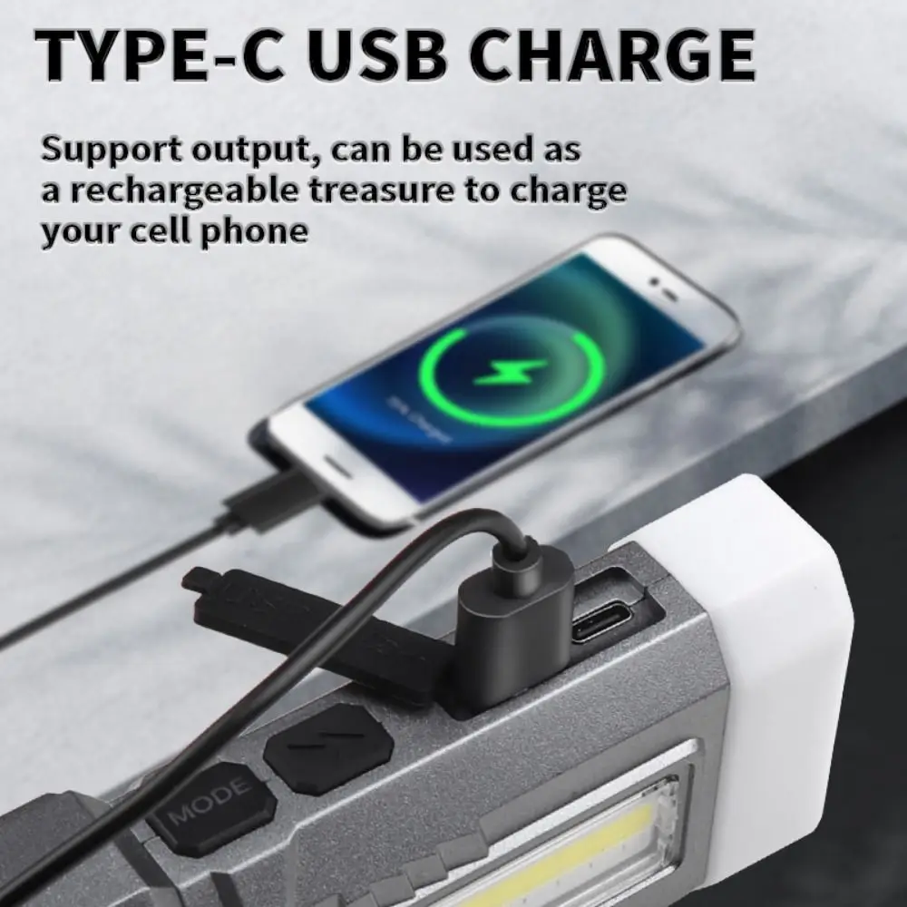 

COB Side Light Mini Strong Light Flashlight with Strong Magnet USB Rechargeable Portable Work Light High-Powerful Multifunction