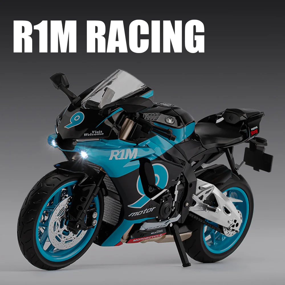 

1:9 R1M 1199 Motorcycles Cars Toys Alloy Diecast Models Wheel Steering with Light Sound Miniature Vehicles Toddler Kids Gifts