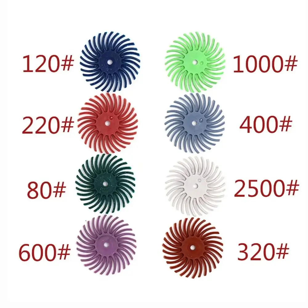 5Pcs 25mm Radial Gap Polishing Grinding Head Abrasive Brush Slit Detail Bristle Disc 2.35/3mm Shank Polishing Wheel