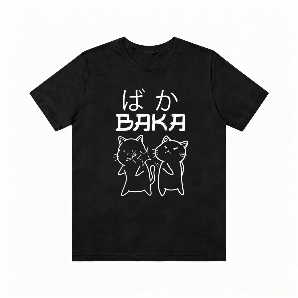Funny Baka Japanese Anime Clothing Casual Fashion Loose Harajuku T-Shirt Summer Short Sleeve O-neck ACG Cosplay Otaku Clothing