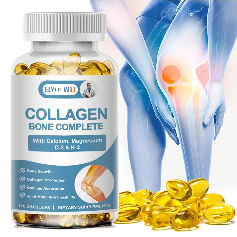 Advanced Collagen Bone Complete –Blend of Calcium, Mg, D3 & K2 to Fortify Bones & Soothe Joints, Supports Collagen Production