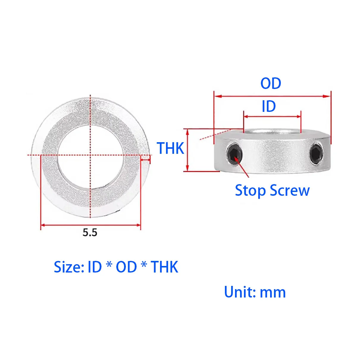 SCCAW Aluminum Alloy with Screw Limit Ring, Retaining Ring, Stop Screw Type Shaft Locator4/5/6/8/10/12/16-50mm