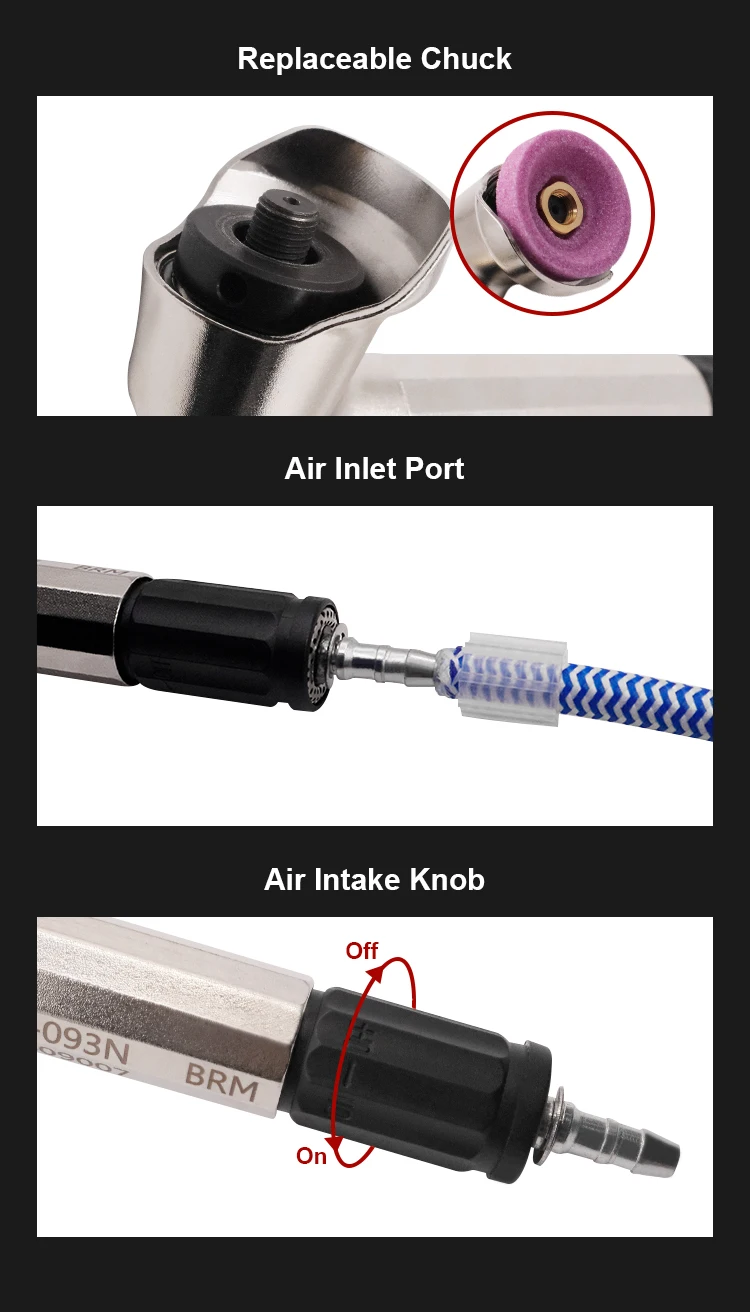 Mini-Pneumatik-Winkelschleifer MSG-093N 90 ° Luftschleifmaschine, kleiner Winkel, Wind, pneumatisches Polier- und Gravierwerkzeug – Detail 4