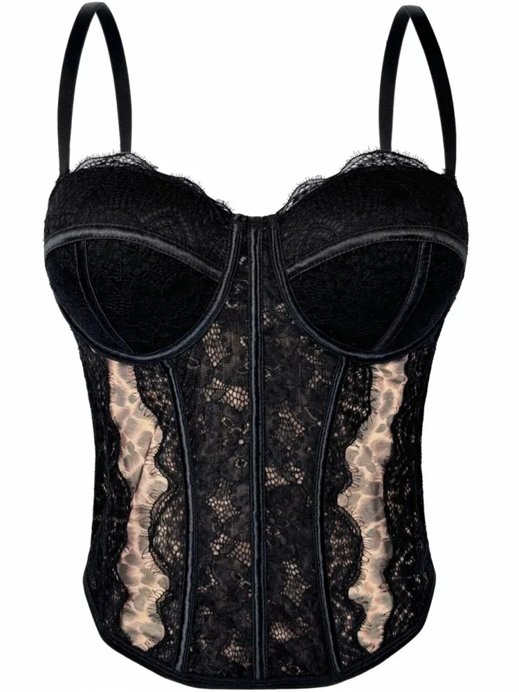 Lace Black Female Corset Top Women Camis Nightclub Pearls Short Chest Binder Sexy Camisole Mujer Lingerie Tube Bra Debardeur