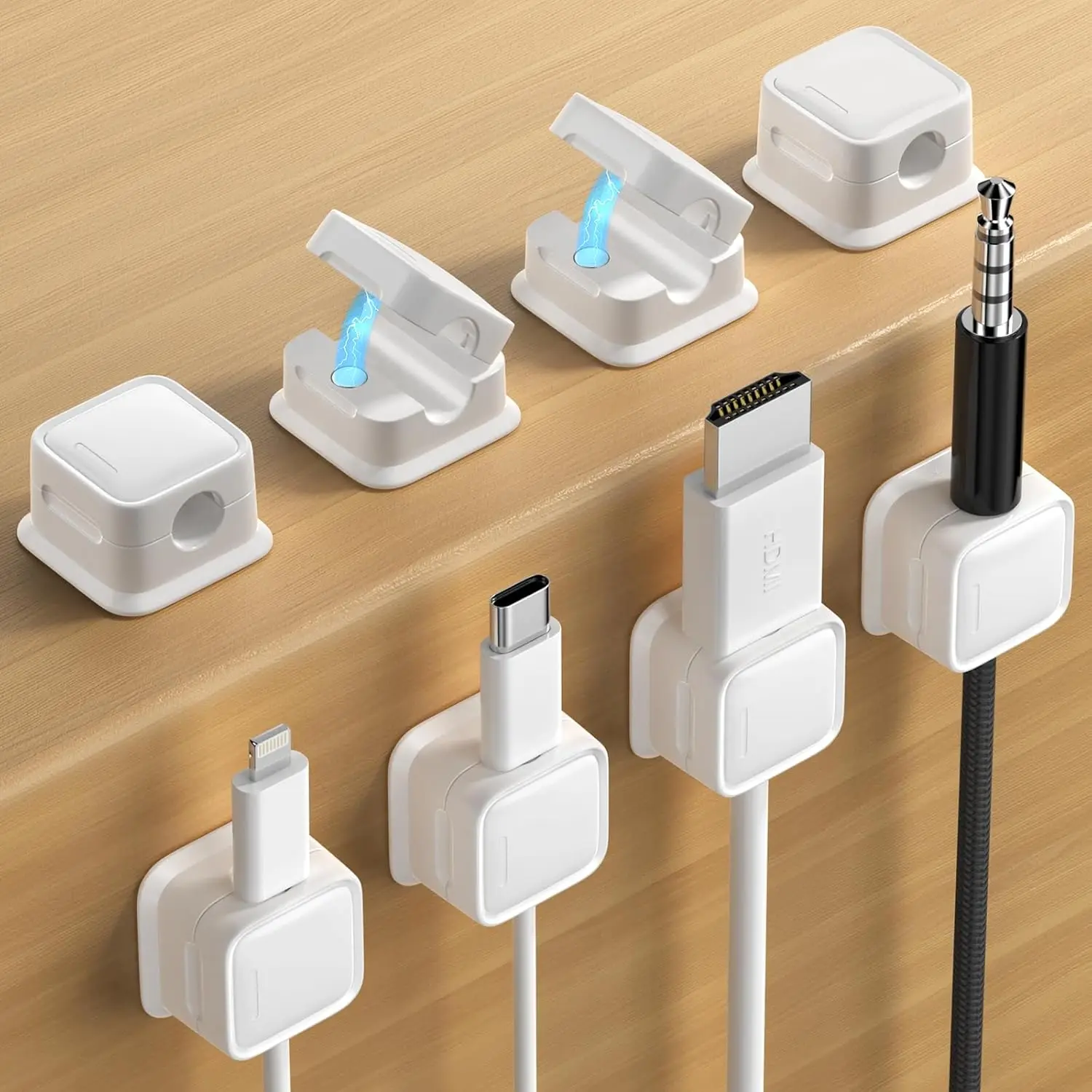 

8 Pack Magnetic Cord Organizer Holder with Strong Adhesive for Desk Cable Management, Easy Open for Phone Charging Cords and