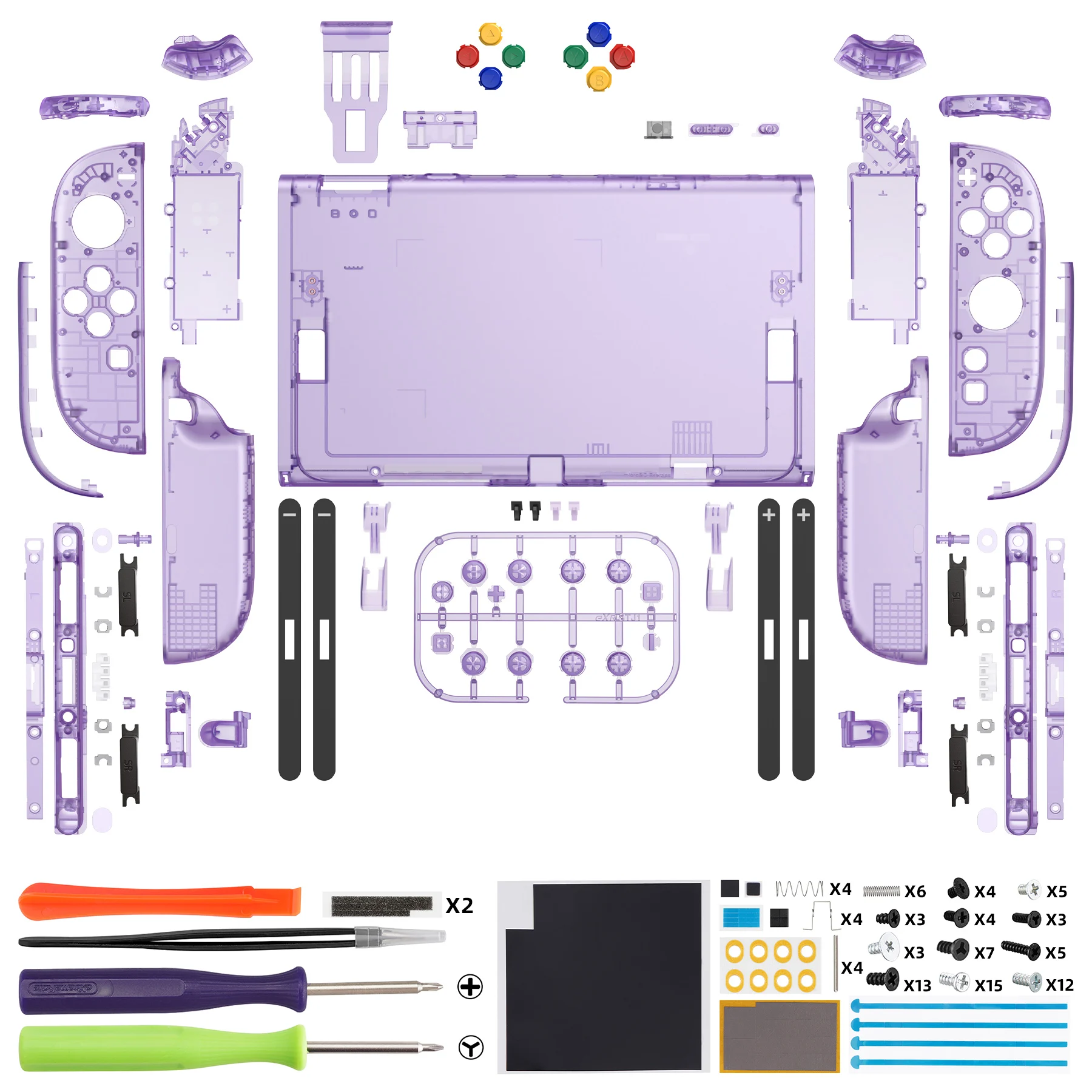 eXtremeRate for Nintendo Switch 2 DIY Replacement Shell Buttons, Full Set Housing w/Buttons for Joycon 2 - Clear Slate Black