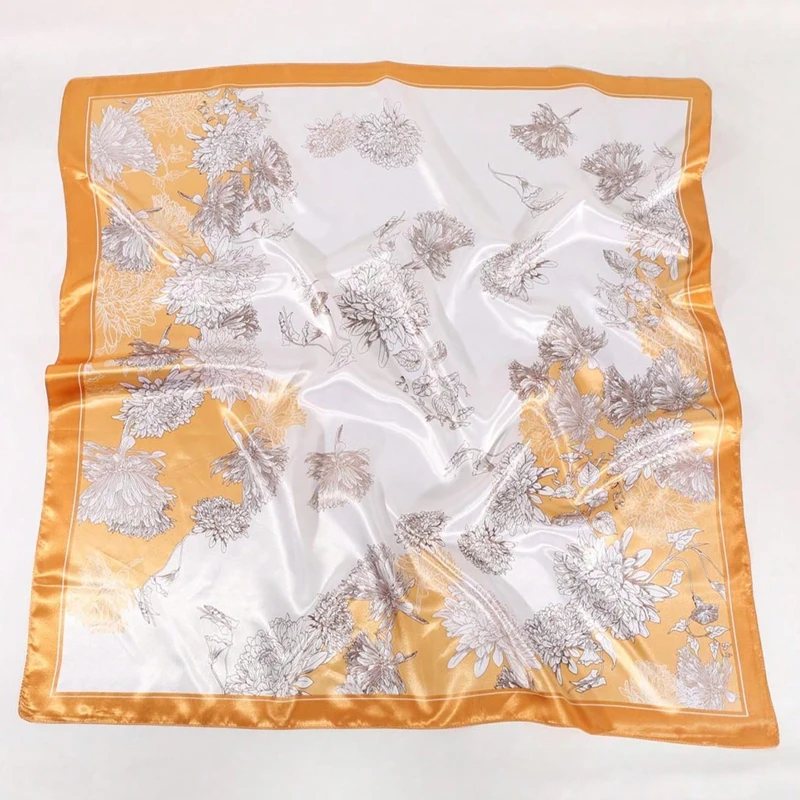 1pc Women's Elegant Floral Printed Square Scarf Hijab Women Luxury Fashion Sunscreen and Dustproof Kerchief Head Scarf image 6