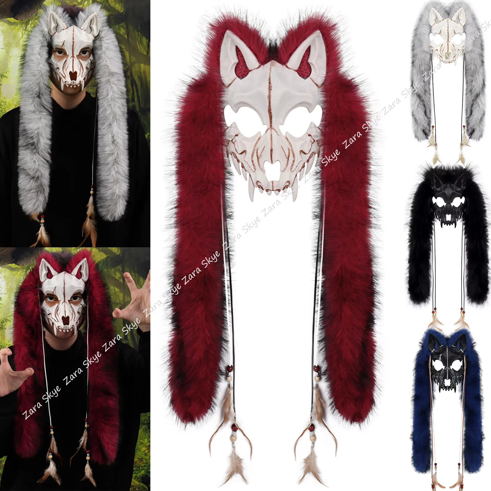 

Маска оборотня, костюмы для косплея, декоративная маска животных, меховая маска для мужчин, кигуруми на голову, маска на Хэллоуин, подарки, маска на голову