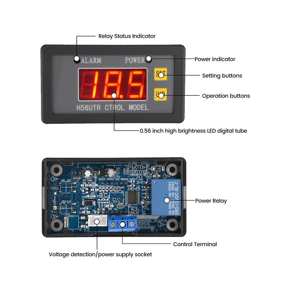 12V 24V 48V DC Woltomierz Moduł Sterowania Napięcia Przekaźnik Przełącznik Przepięcia Zabezpieczenie Podnapięciowe Cyfrowy Wyświetlacz LED