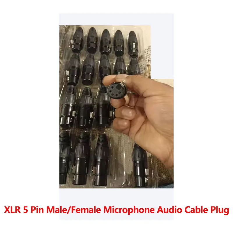 XLR 5 Pin Male/Female Microphone Audio Black Cable Plug Connector Cannon MIC Terminal - Audio Equipment Accessory