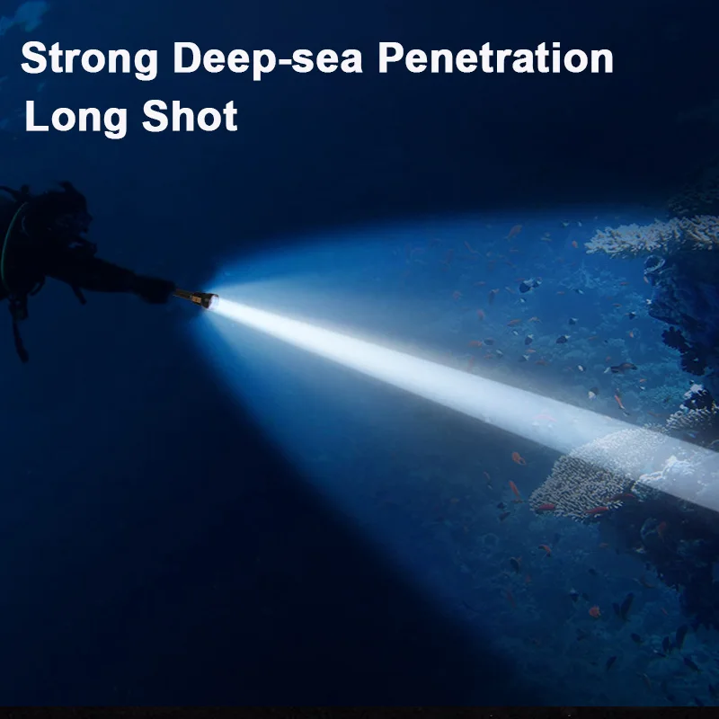 Professional Diving FlashLight Scuba With 3* XHP70.2 LED 100% Waterproof Submarine Underwater Divi Torch 500M Deep Sea For Fishi