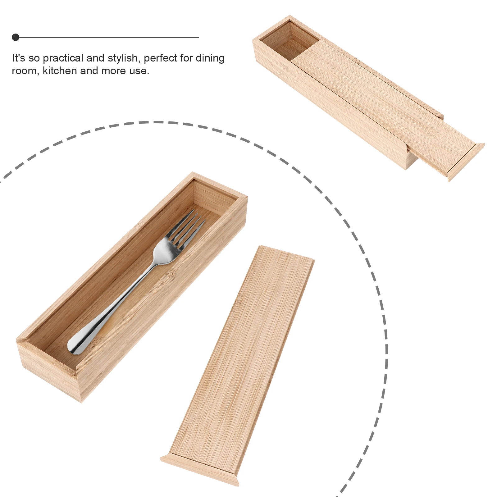 

Bamboo Tableware Holder Knife Fork Storage Box Household Chopstick Organizer Spoons Forks Container Kitchen Gadget Space Saving