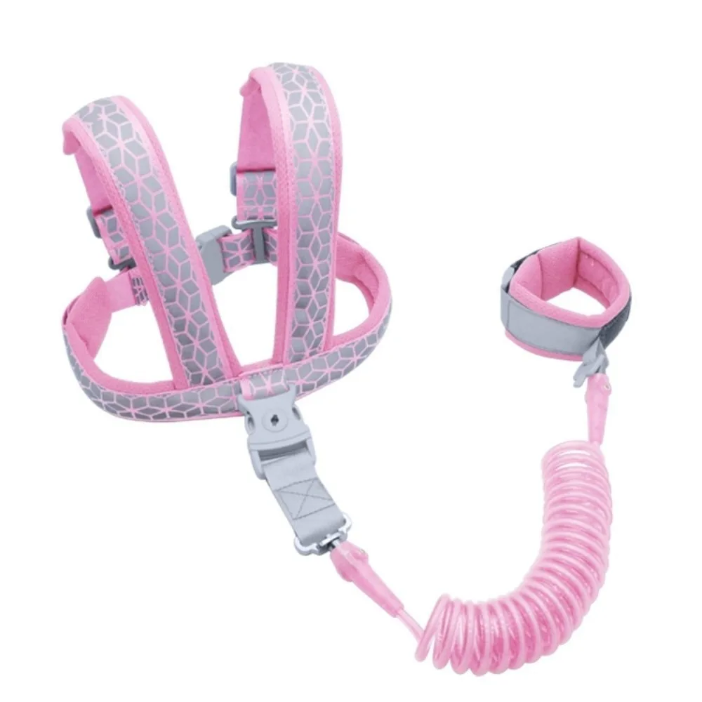 

Reflective Child Anti Lost Wrist Link 2in1 2m Kids Loss Prevention Belt with Spring Rope Harness&Bracelet