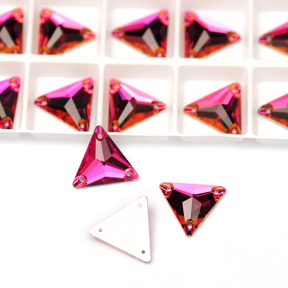 

Fuchsia Triangle Shape Strass Sew On Rhinestones Glitter Crystal Sewing Diamonds for crafts Garment Jewelry Clothing