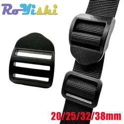 5 Stks/pak Zwart Ladderslot/Tri-Glide Schuifregelaar Plastic Gespen Voor Rugzakbandjes 20-38Mm