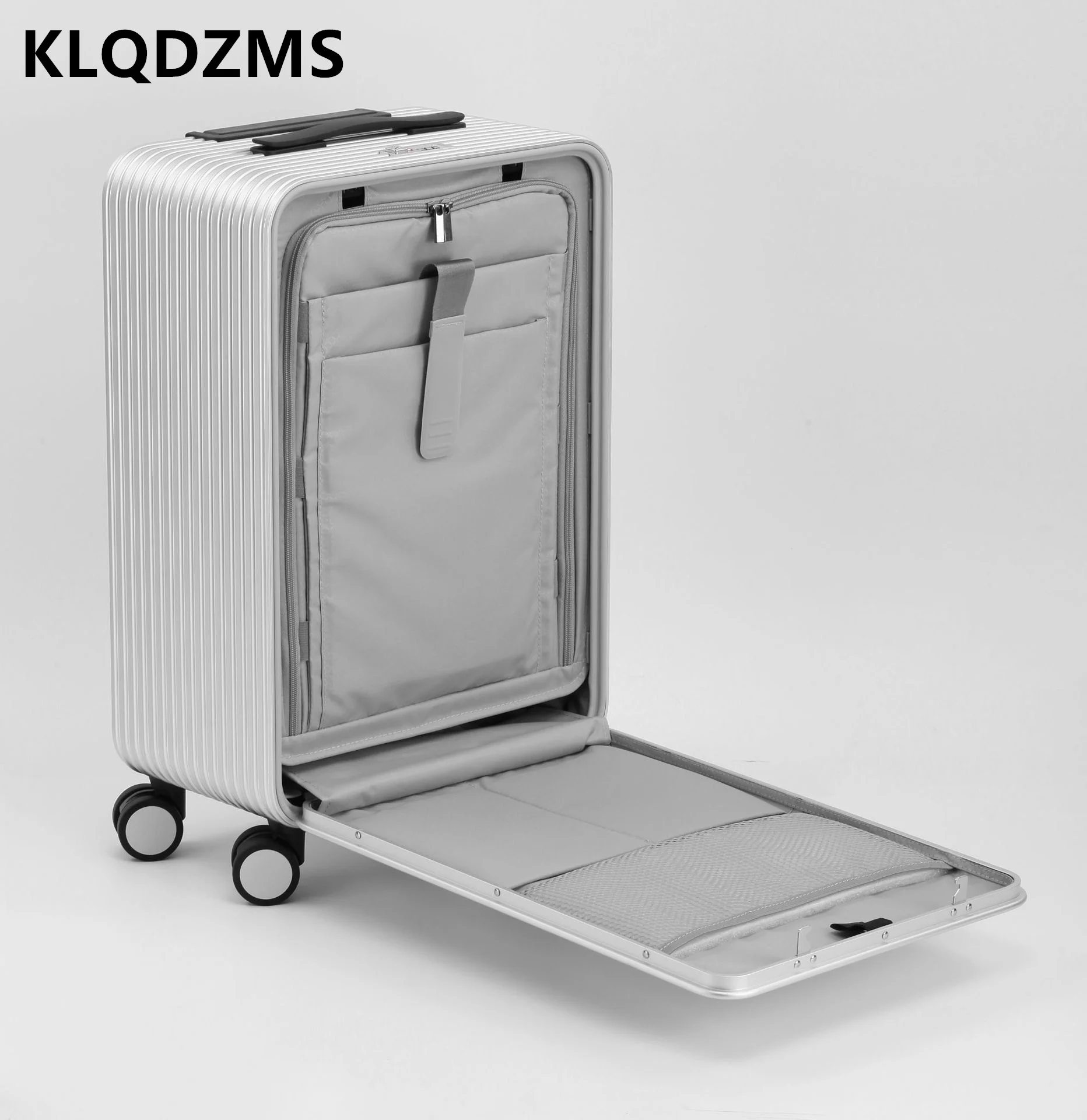 KLQDZMS-Valise d'Embarquement Entièrement en Alliage d'Aluminium et Magnésium pour Homme, Valise à Roulettes de 17, 20, 24 Pouces, Ouverture Frontale, Bagage pour Ordinateur Portable