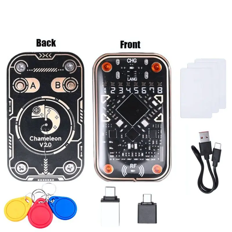 ABZZ-2X Chameleon Ultra V2.0 RFID Chip Reader Emulator 125Khz 13.56Mhz Card Decode Duplicator+3Xuid Keychain/CUID Card