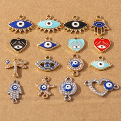10pcs Cute Enamel Evil Eye Charms Crystal Heart Pendants Charm for Jewelry Making Earrings Necklace Bracelet DIY Accessories