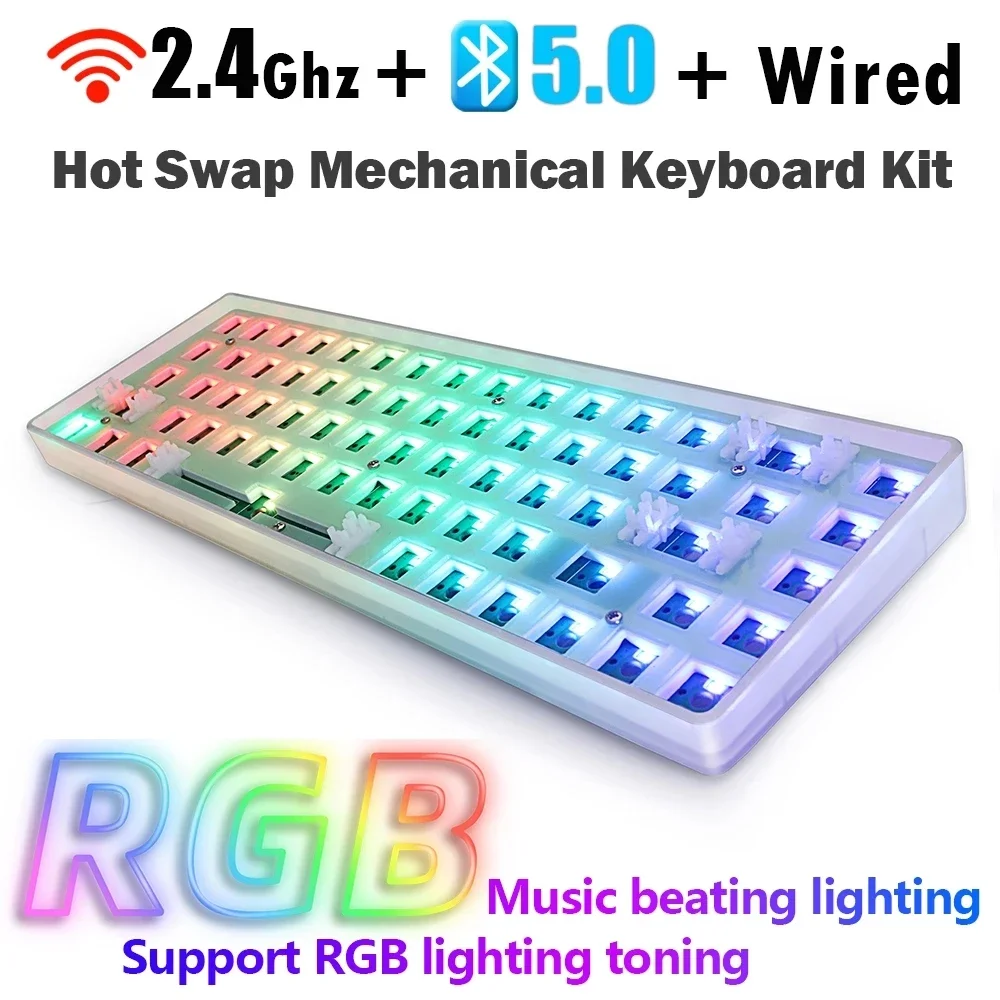 GKS68 Hot Swap dostosowane RGB zestaw klawiatury mechanicznej 2.4G bezprzewodowy Bluetooth 3 obsługa trybu cherry przełączniki mx laptop do gier