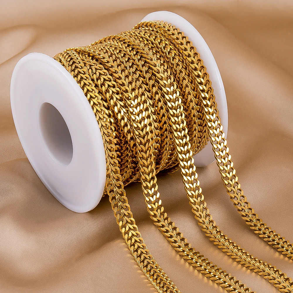 0.5/1Meter Stainless Steel Two-chain Punk Link Chain Trend Necklace Chain for DIY Jewelry Making Necklace Bracelet Accessories