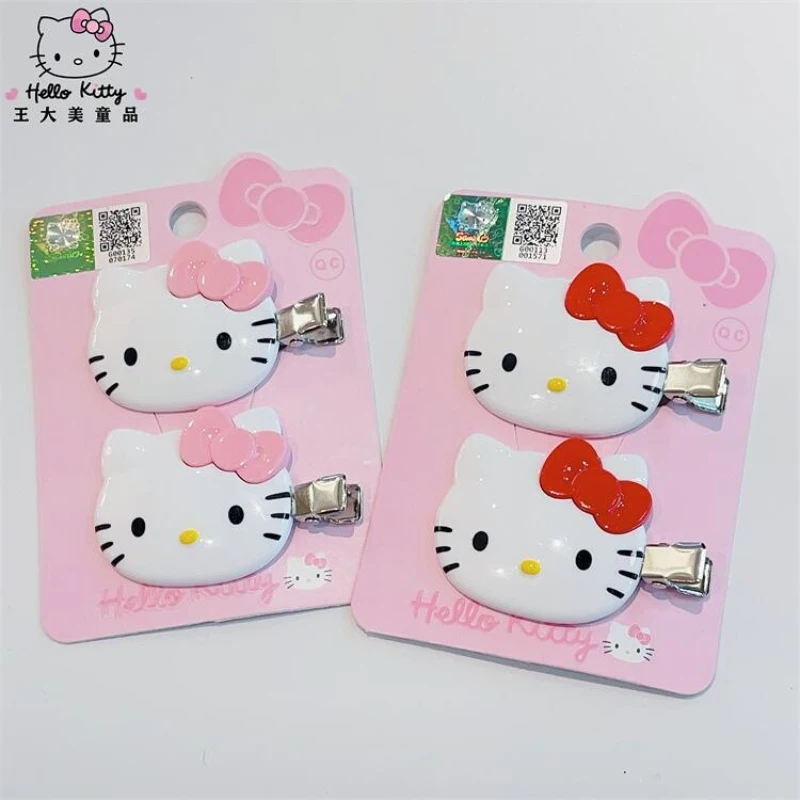 A Pair Sanrio Hello Kitty Hairpin Girl Hair Clips Ornaments Anime Cartoon Headdress Soft Cute Design Hair Accessories Cute Gift