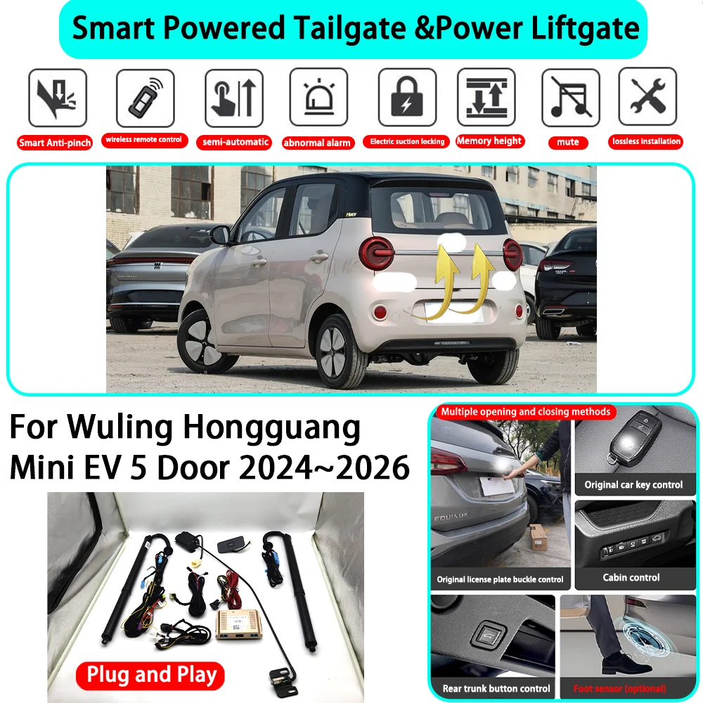 for Wuling Hongguang Mini EV 5 Door 2024~2026 OEM Smart Automatic Powered Tailgate Electric Power Tailgate Lift Kit Key Close