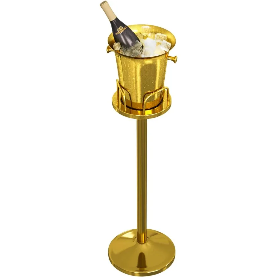 

Ice Bucket with Stand Christmas Stainless Steel Standing Bucket Ice Cube Container Wine Bucket on rack Gold Champagne IceBucket