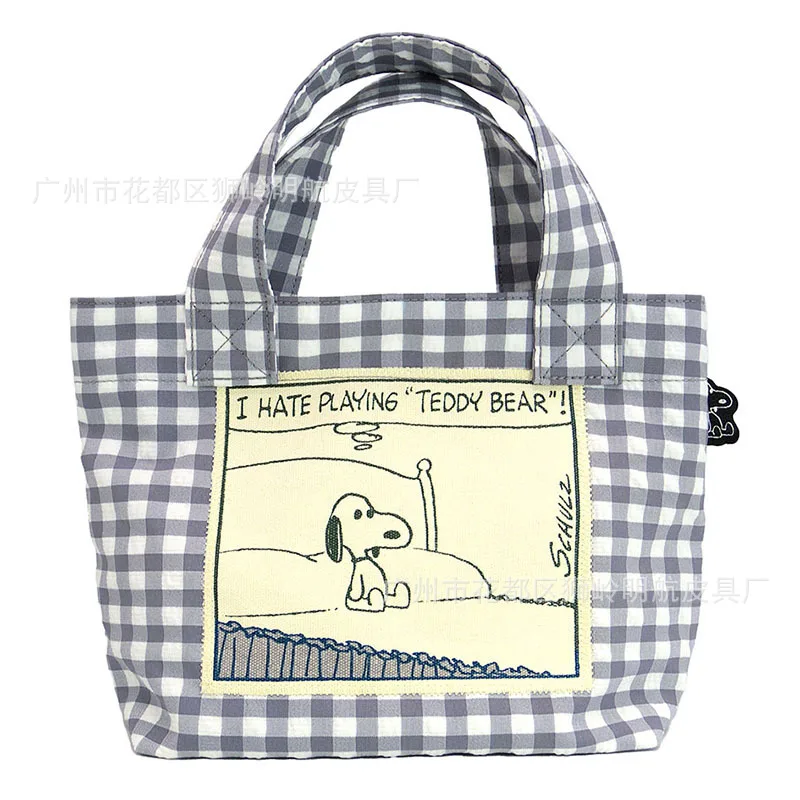 2023 New Snoopy Shopping Bag Cute Cartoon Female Foldable Bag Student Lunch Box Bag Small Cosmetic Organizer Storage Handbag