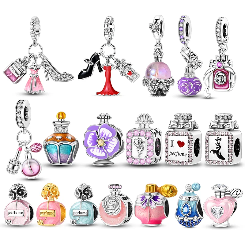 

Perfume Collection 925 Sterling Silver Charms Beads Perfume bottle I love perfume Dangle Fit Bracelet Pendant DIY Jewelry Gift