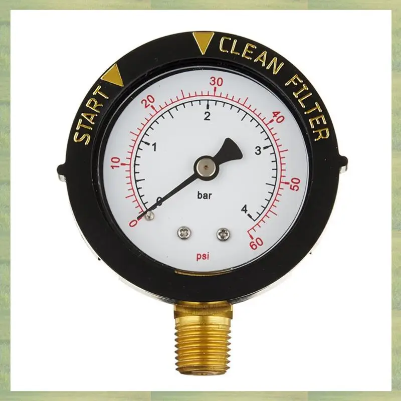 N15R-190058 Pressure Gauge 0-60 PSI,Start And Clean Filter Water Pressure Gauge With 1/4 Inch NPT Bottom Mount Swimming Pool