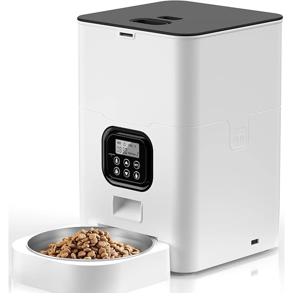 

Automatic Cat Feeders - Timed Pet Feeder for Cats and Dogs with Dry Food Dispenser, Desiccant Bag, Programmable Portion Control