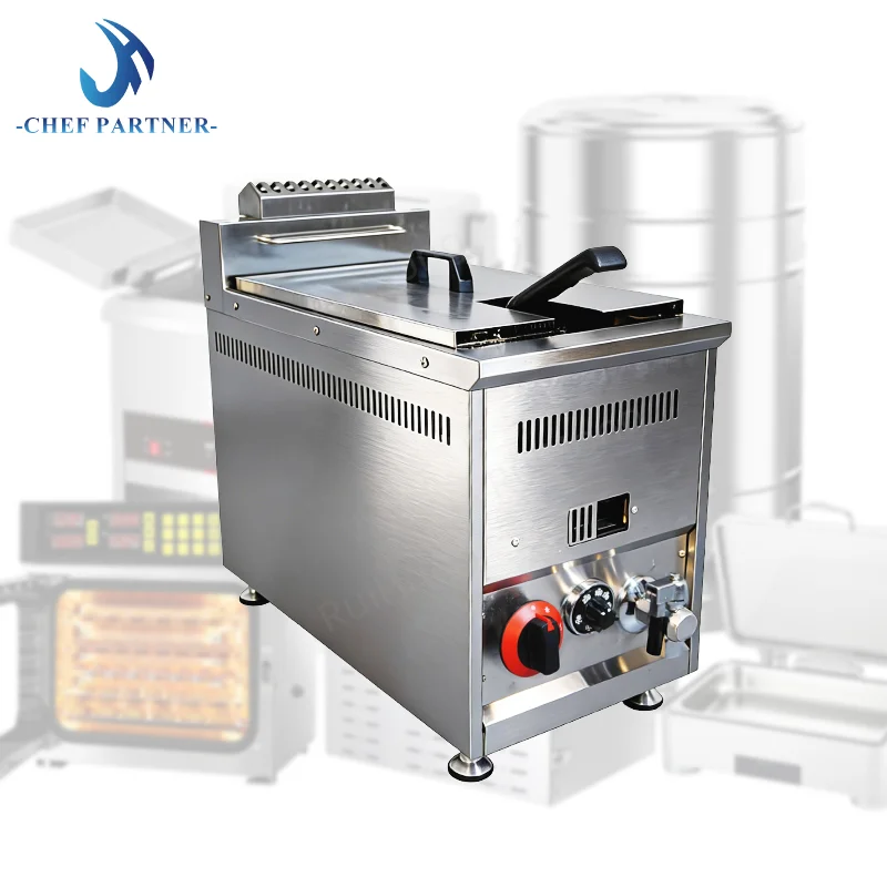 

Commercial Professional Stainless Steel 18L Gas Fryer With Filter for Restaurant & Fast Food Shop