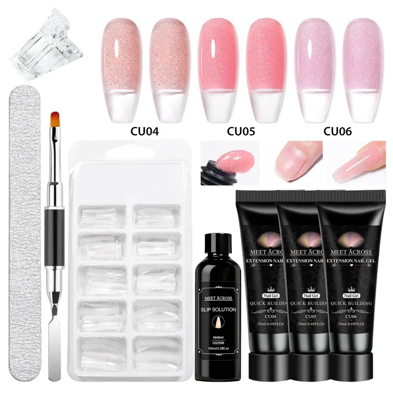 

8pcs Quick Extension Gel Nail Polish Set With Slip Solution Long Lasting Building Varnish Gel Manicure DIY Nail Prolong Tools