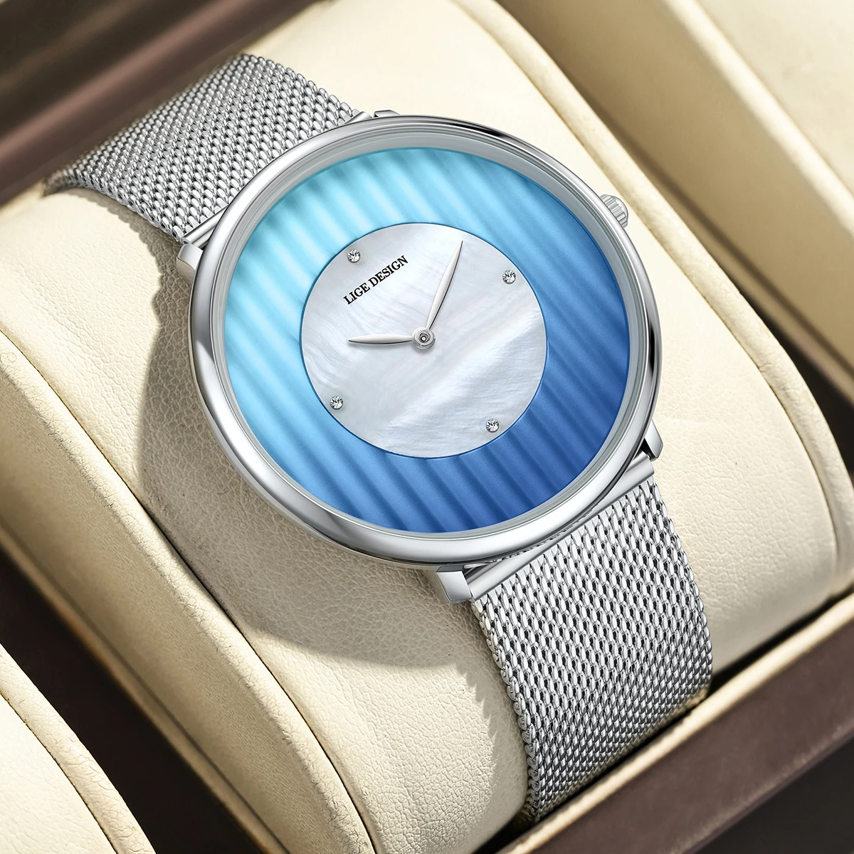 LIGE New Unique Women Watch Fashion Casual Colorful Changing Dial Quartz Wriswatch Simple Ultrathin Steel Man Watches Special