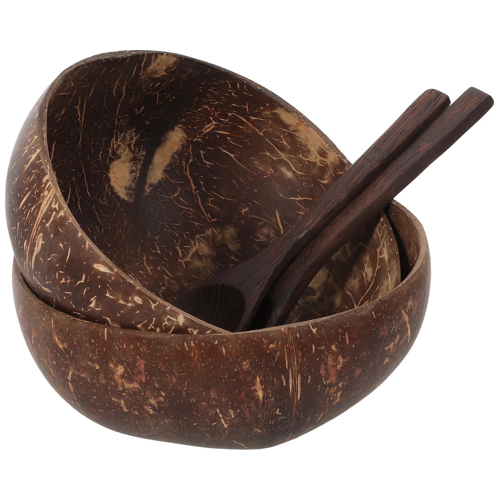 

Coconuts Shell Bowl 2 Sets Storage Tray Containers Fruits Drinks Home Decor Scoops Natural Lightweight Portable
