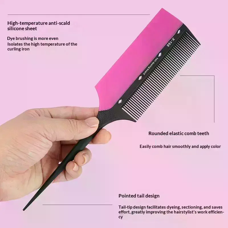 1Pcs Hair Dye Brush Comb Set Salon Gradient Coloring Tool 2 In 1 For Precise Highlights Fine Tooth Styling
