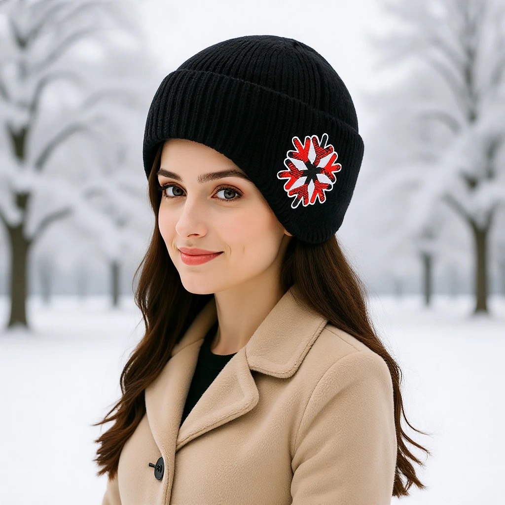 الكبار عيد الميلاد محبوك قبعة قزم سانتا بيني Embriorery محبوك قبعة كروشيه في الهواء الطلق الدراجات واقي أذن محبوك قبعة للجنسين #4