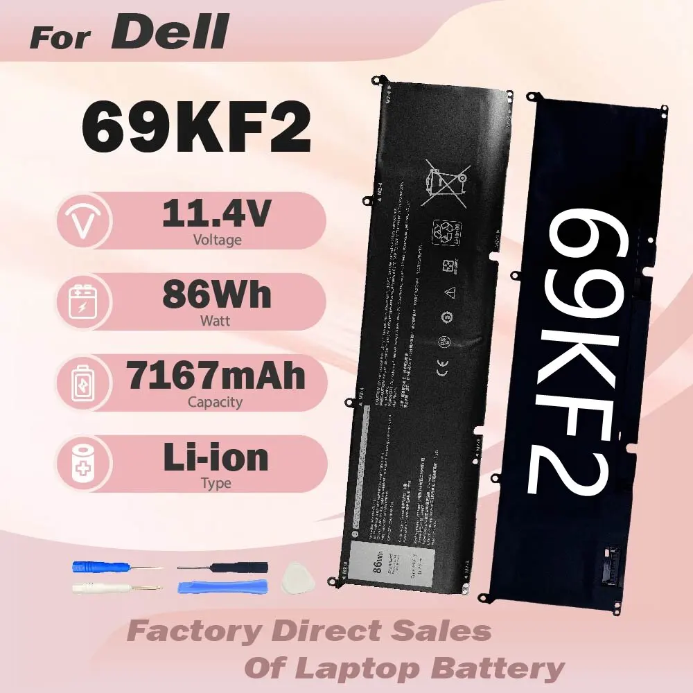 Batería 69KF2 para Dell Alienware 70N2F, Dell Alienware M15, M17 R3, XPS 15, 9500, G7, 7500, Precision 5550, P100F, P45E, Herramientas Gratis