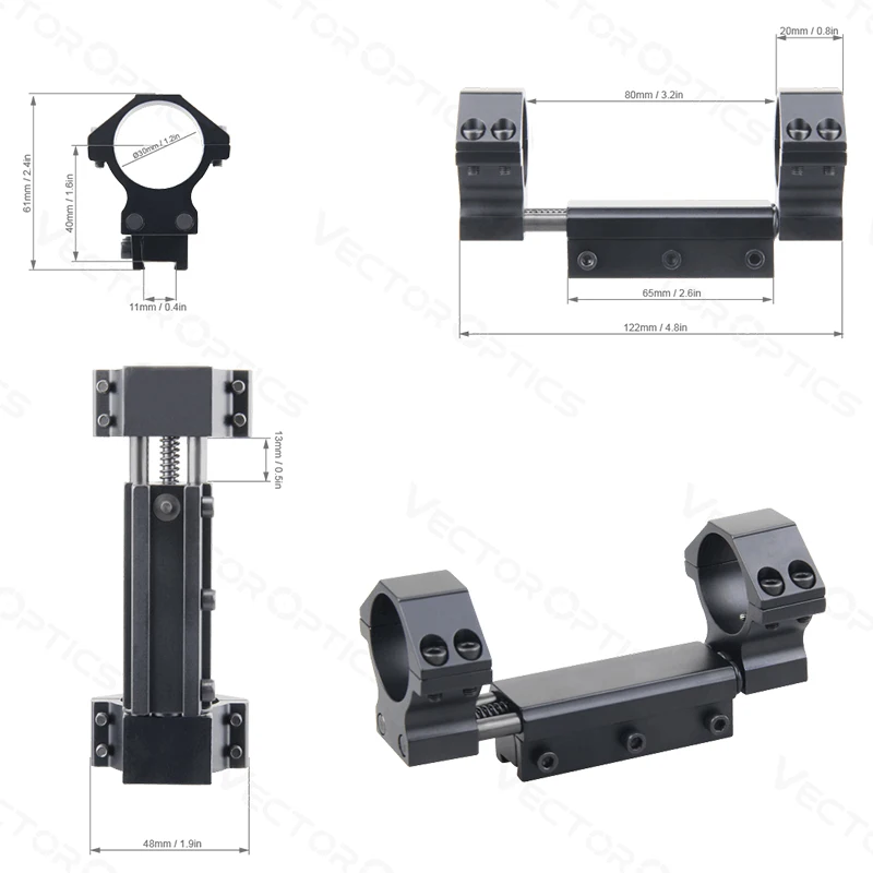 Vector Optics 30Mm One Piece Zero Recoil Dovetail Mount Rings for 9Mm Rail Hunting Scope