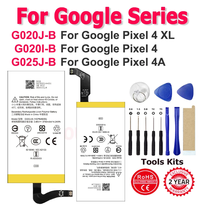Replacement New Battery G020J-B G020I-B G025J-B For Google Pixel 4 XL Pixel4 XL Pixel4 Pixel 4 Pixel 4A Rechargeable Battery
