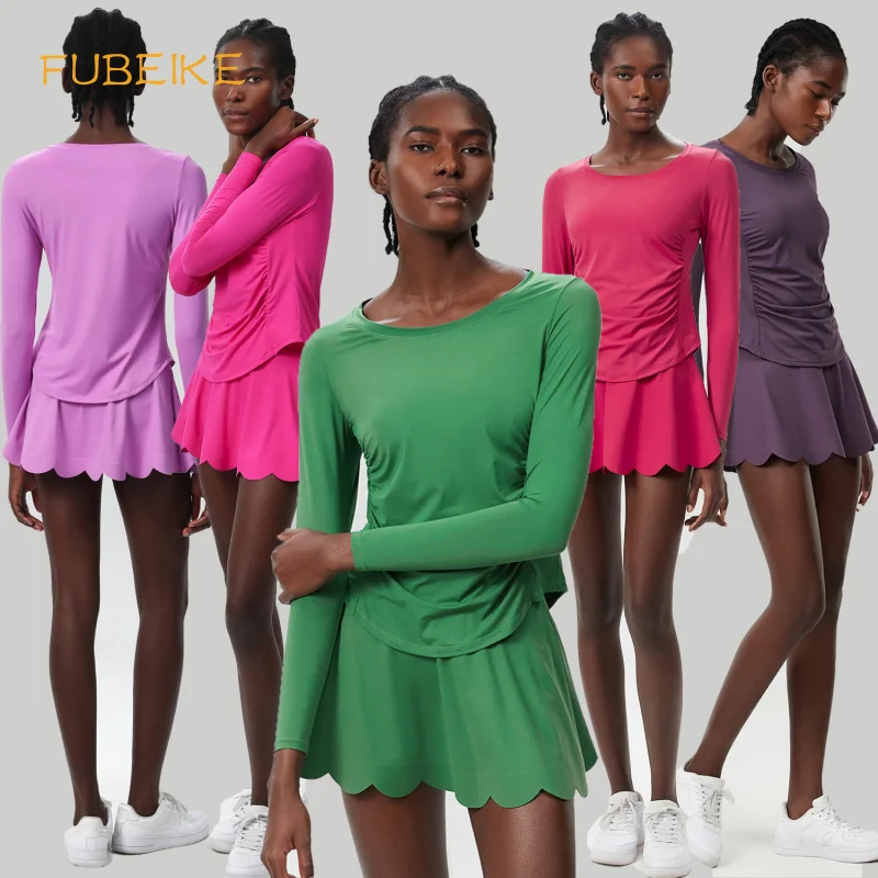 

FUBEIKE Sports Short Skirt Tennis Skirt Set Plus Size Outdoor Women's Tracksuit Badminton Running Fitness Outfit Two-piece Set