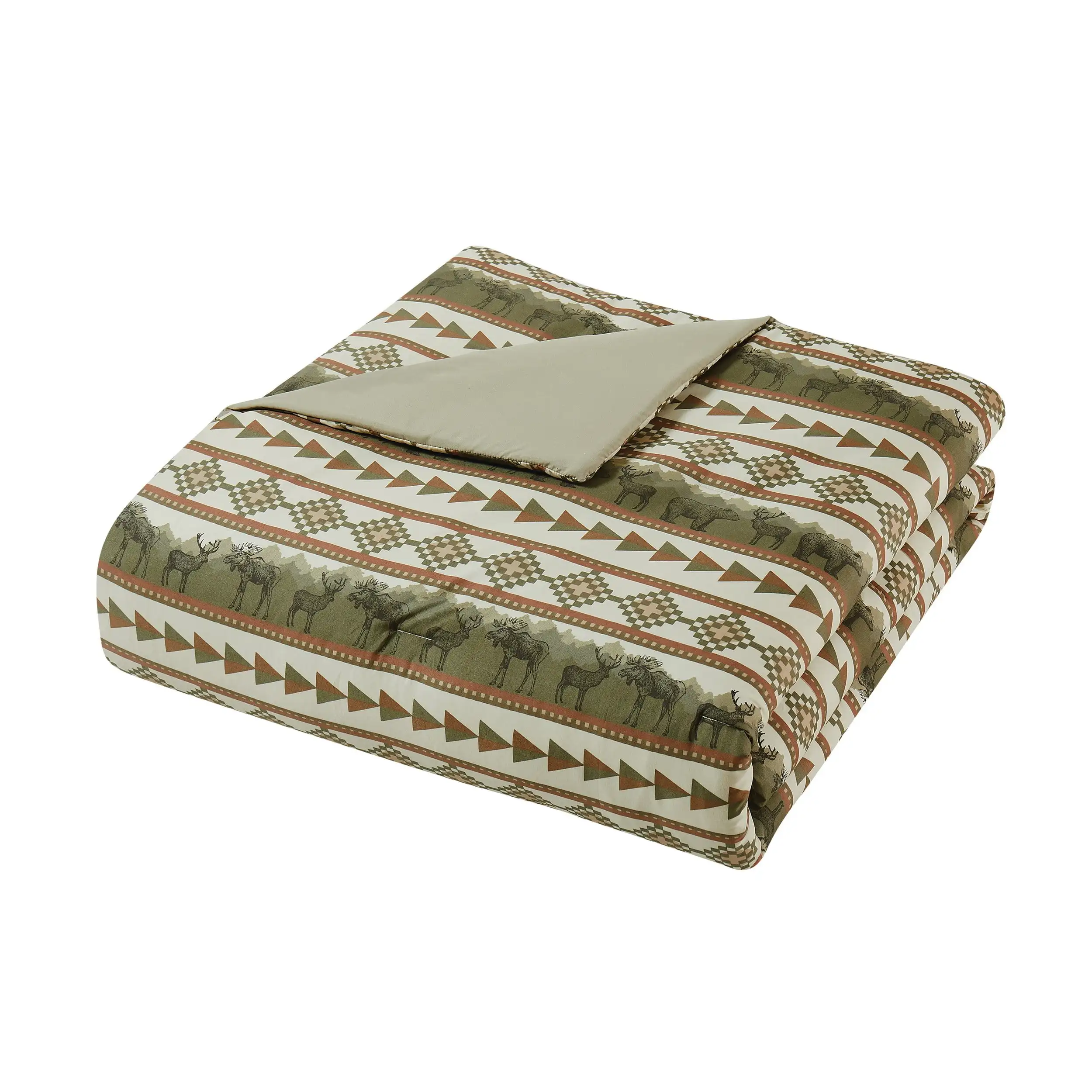 Moose Bear Stripe Full / Queen Comforter Set