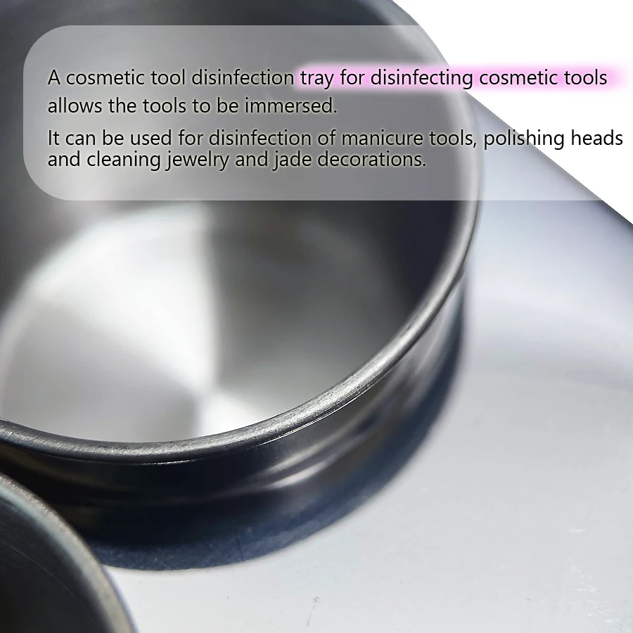3Pcs Stainless Steel Nail Art Tray, Liquid Container Set with Cups and Lids, Manicure Sterilizer Tools